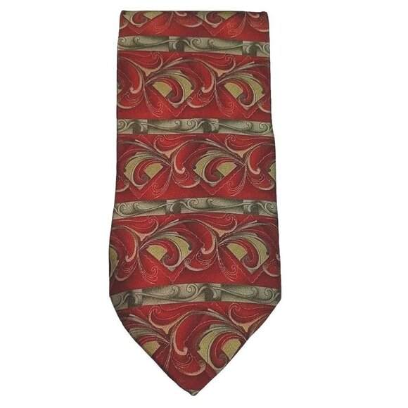 Cocktail Collection Red Gray Geometric Multicolor Novelty Silk Necktie - Picture 4 of 6